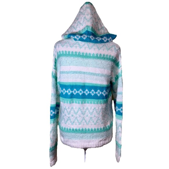 2 Arizona Women’s Fuzzy Cozy Fair Isle Hooded Sweaters Y2K Cute Aztec Casual Lg - Picture 4 of 16